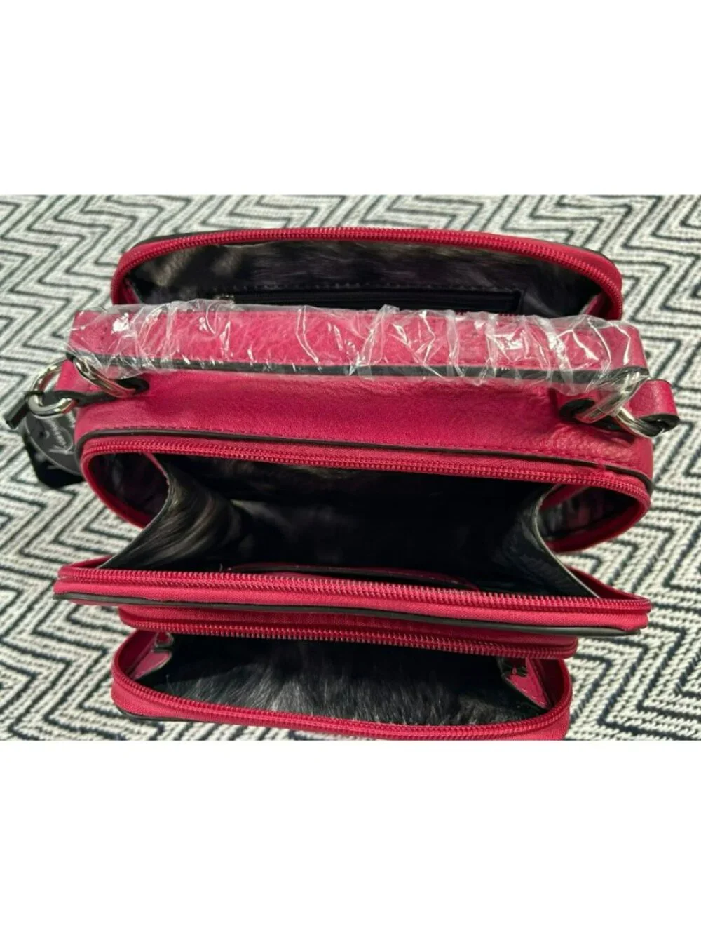 K. Carroll Womens Crossbody Bag Hot Pink RFID Vegan Leather Adjustable Strap 3-C
